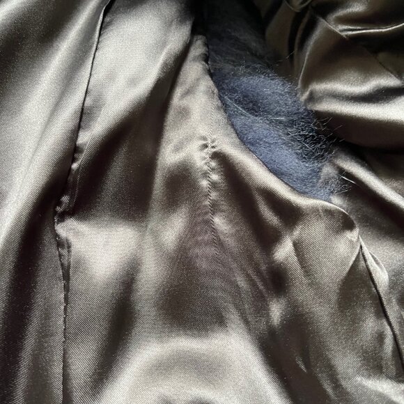 NWOT Leather Vest Navy Blue Real Fox Fur S size - Picture 14 of 16